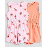 The Very Collection Girls 2 Pack Playsuits - Print/Coral
