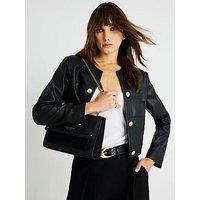 River Island Black Monogram Pocket Front Shoulder Bag