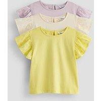 The Very Collection Girls 3 Pack Woven Frill Jersey Top - Multi