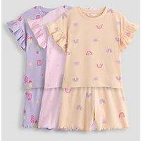 The Very Collection Rainbow Print 3 Pack Jersey Shortie Pyjama - Orange