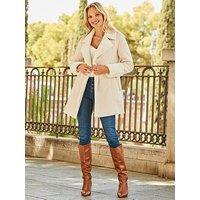 Sosandar Belted Faux Shearling Coat - Cream