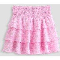 The Very Collection Girls Tired Printed Skirt - Pink