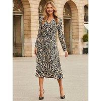 Sosandar Chic Print Belted Shirt Dress - Black
