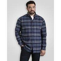 D555 Long Sleeve Check Shirt With Button Down Collar - Navy