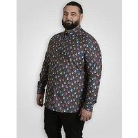 D555 Long Sleeve Guitar Printed Shirt With Chest Patch Pocket - Grey