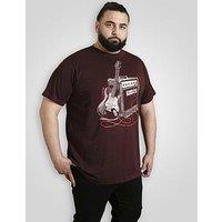D555 Guitar And Amp Printed Crew Neck T-Shirt - Red