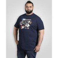 D555 World Tour Guitar Printed Crew Neck T-Shirt - Navy