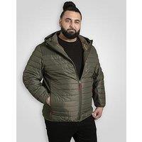 D555 Hybrid Soft Shell Quilted Hooded Jacket With Padded Panels With Zip Pockets - Green