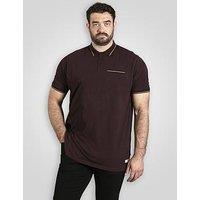 D555 Pique Polo Shirt With Jacquard Collar And Cuffs With Chest Pocket - Red