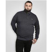 D555 Collar Sweatshirt With Black Snap Button Placket - Navy