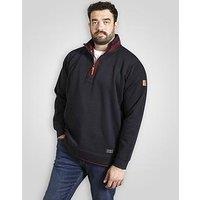 D555 Quarter Zip Fleece Sweatshirt With Chest Embroidery - Navy