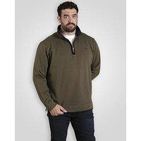 D555 Quarter Zip Neck Fleece Sweatshirt With Chest Embroidery - Green