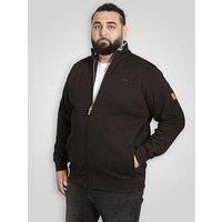 D555 Zip Through Sweatshirt In Fleece With Chest Embroidery - Black