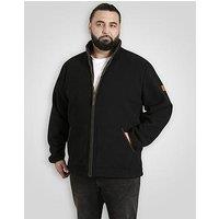 D555 Zip Through Bonded Micro Fleece Jacket With Sherpa Lining - Black