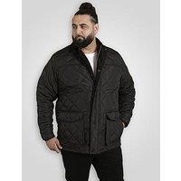 D555 Quilted Jacket With Corduroy Collar - Black