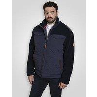 D555 Zip Through Hybrid Sherpa Quilted Fleece Jacket With Micro Fleece Lining - Navy