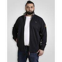 D555 Zip Through Sweatshirt In Fleece With Chest Embroidery - Navy