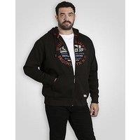 D555 Full Zip Hoodie With Williamsburg Brooklyn Chest Print - Black