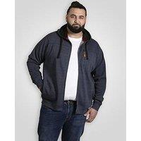 D555 Full Zip Hoodie In Marl Sweater Fleece - Navy