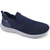 D555 Kingsize Hands Free Casual Slip-On Shoes With Knitted Top - Navy