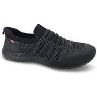D555 Kingsize Hands Free Casual Slip-On Knitted Shoes Faux Laces - Black