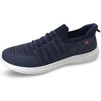 D555 Kingsize Hands Free Casual Slip-On Knitted Shoes Faux Laces - Navy