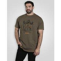 D555 Gorilla Playing Drums Printed Crew Neck T-Shirt - Green