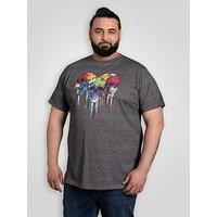 D555 Skulls With Coloured Drips Printed Crew Neck T-Shirt - Navy