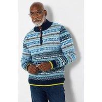 Joe Browns Fresh And Fabulous Fairisle Funnel 1/4 Zip Sweat - Blue