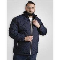 D555 Puffer Jacket With Decorative Quilting With Sherpa Lining - Navy