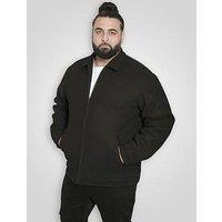 D555 Zip Through Collared Melton Harrington Jacket - Black