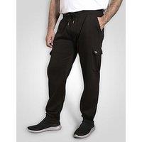 D555 Cargo Pocket Joggers With Ribbed Cuffs - Black