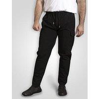 D555 Couture Stretch Open Hem Joggers With Elasticated Waistband And Cargo Pockets - Black