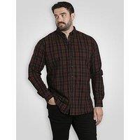 D555 Long Sleeve Check Shirt With Chest Patch Pocket & Button Down Collar - Red