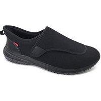 D555 Kingsize Open Top Casual Slip-On Knitted Shoe - Black
