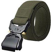 D555 Tactical Stretch Webbing Woven Belt With Heavy Duty Quick Release Buckle - Green