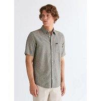 Wrangler Linen Blend Short Sleeve Shirt - Brown