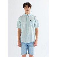 Wrangler Linen Blend Short Sleeve Shirt - Light Blue