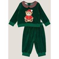 Monsoon Baby Boys Christmas Bear Jumper & Jogger Set - Green