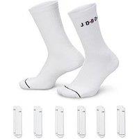 Jordan Nike Unisex Everyday Crew Socks 6 Pack - White