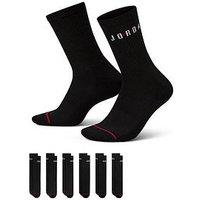 Jordan Nike Unisex Everyday Crew Socks 6 Pack - Black