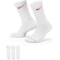 Nike Unisex Everyday Elevated Crew Socks 3 Pack - White