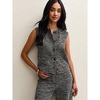 New Look Soft Touch Ribbed Knit Boxy Waistcoat - Black