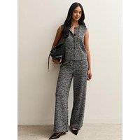 New Look Soft Touch Ribbed Knit Wide Leg Trousers - Black