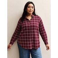 New Look Curves Checked Long Sleeve Shirt - Red