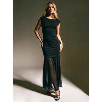 New Look Black Sheer Hem Sleeveless Midi Dress