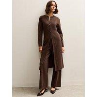 New Look Dark Brown Soft Touch Longline Cardigan