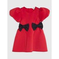 River Island Mini Girls Side Bow Scuba Dress - Red