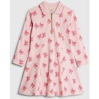 River Island Mini Girls Bow Ribbed Polo Dress - Pink