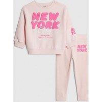 River Island Mini Girls New York Sweatshirt Set - Pink